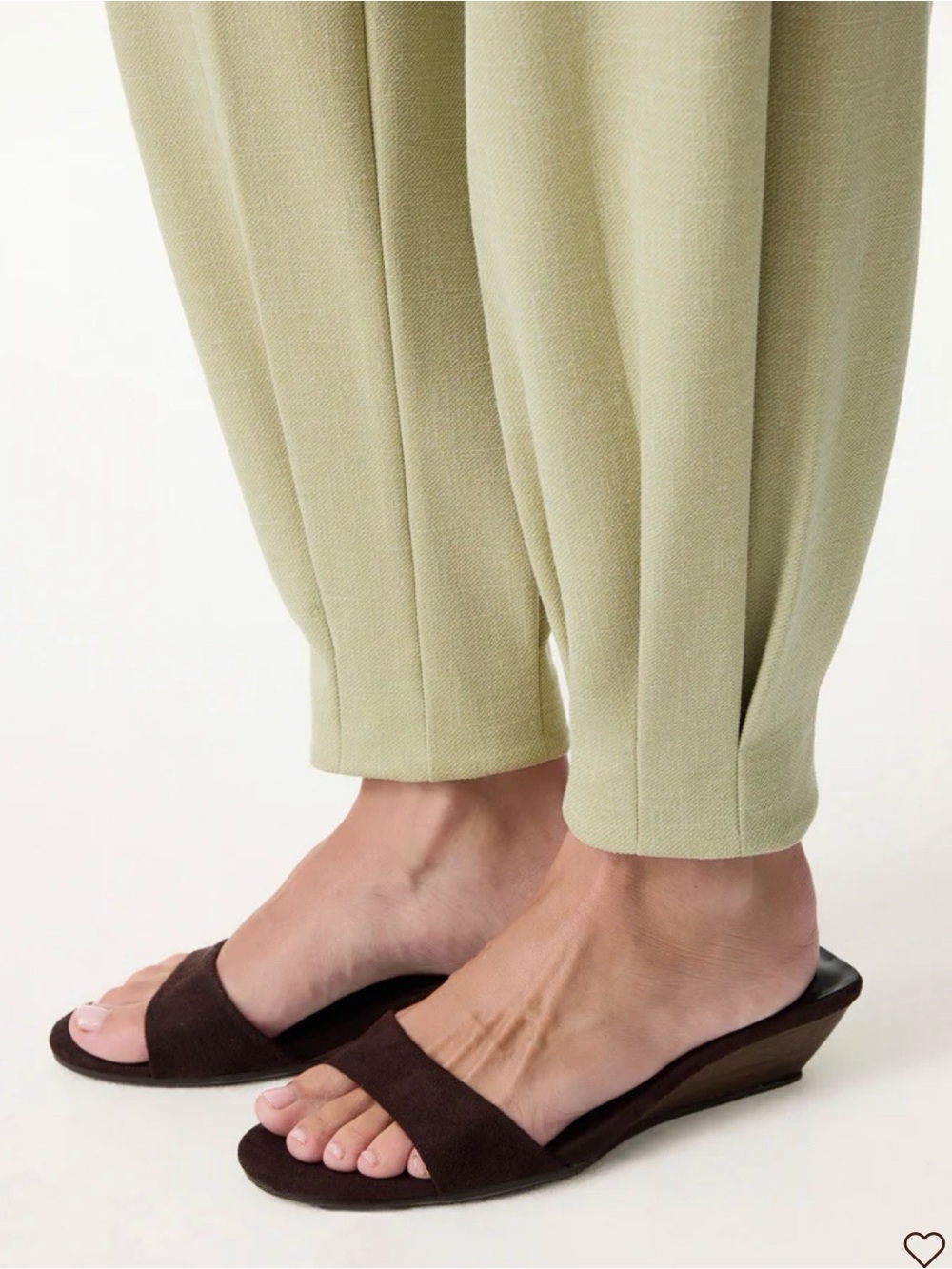 OGL Stretch Linen-Like Wrinkle-Resistant Tapered Pant Sage Green Tailored Office - Picture 6 of 14